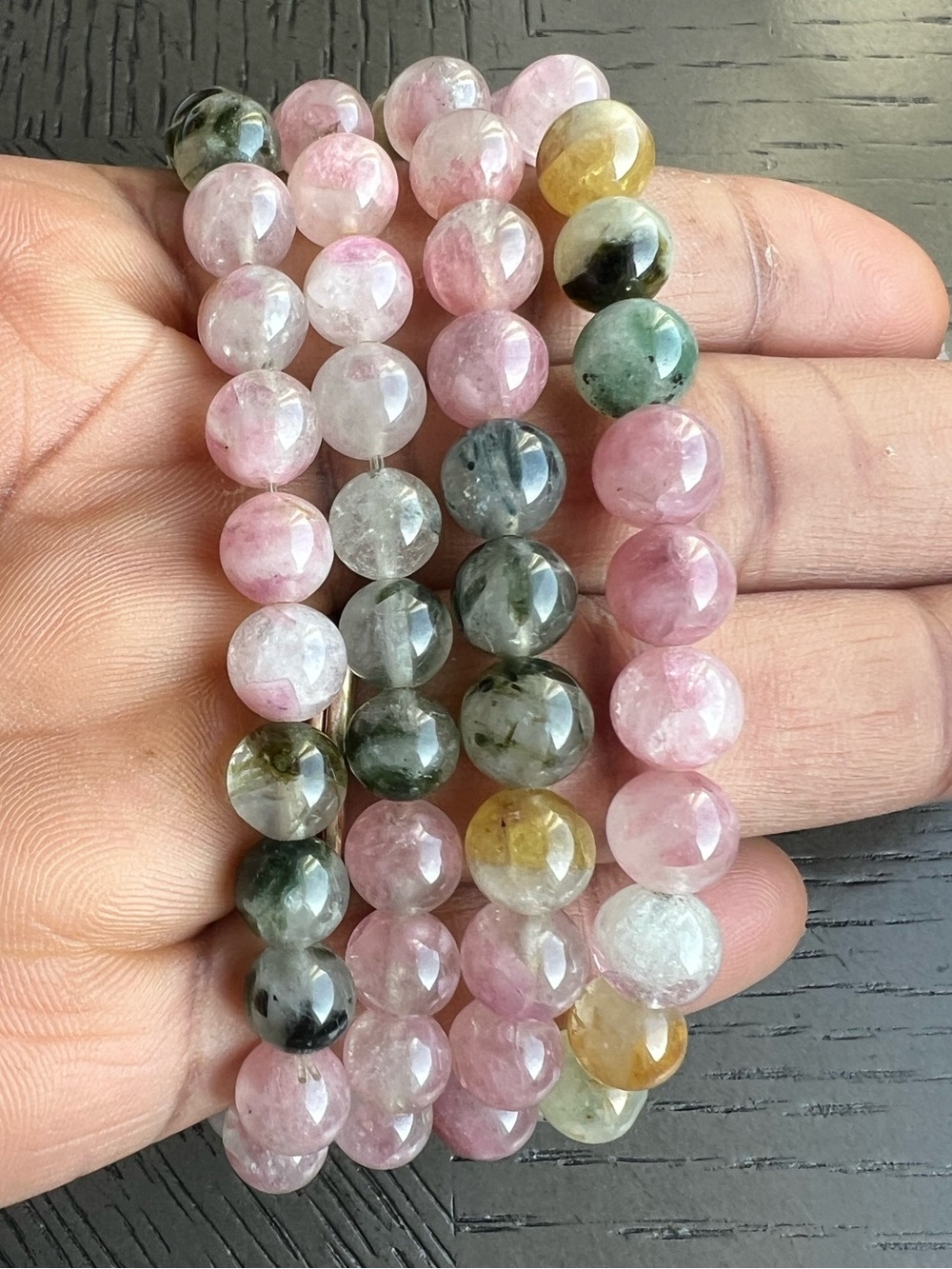Watermelon tourmaline bracelet 7-8mm SIZE 6.5’